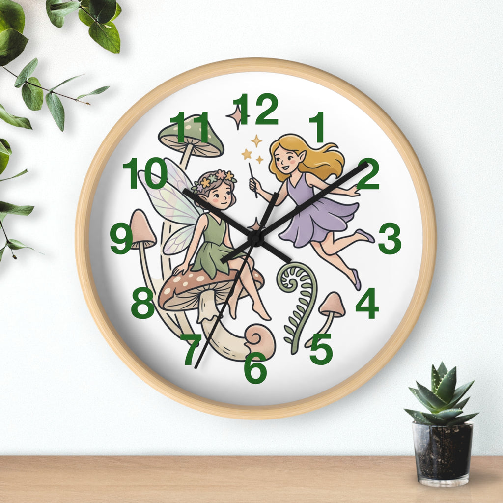 Fairy Mushroom Wall Clock — Whimsical Nursery Decor for Kids