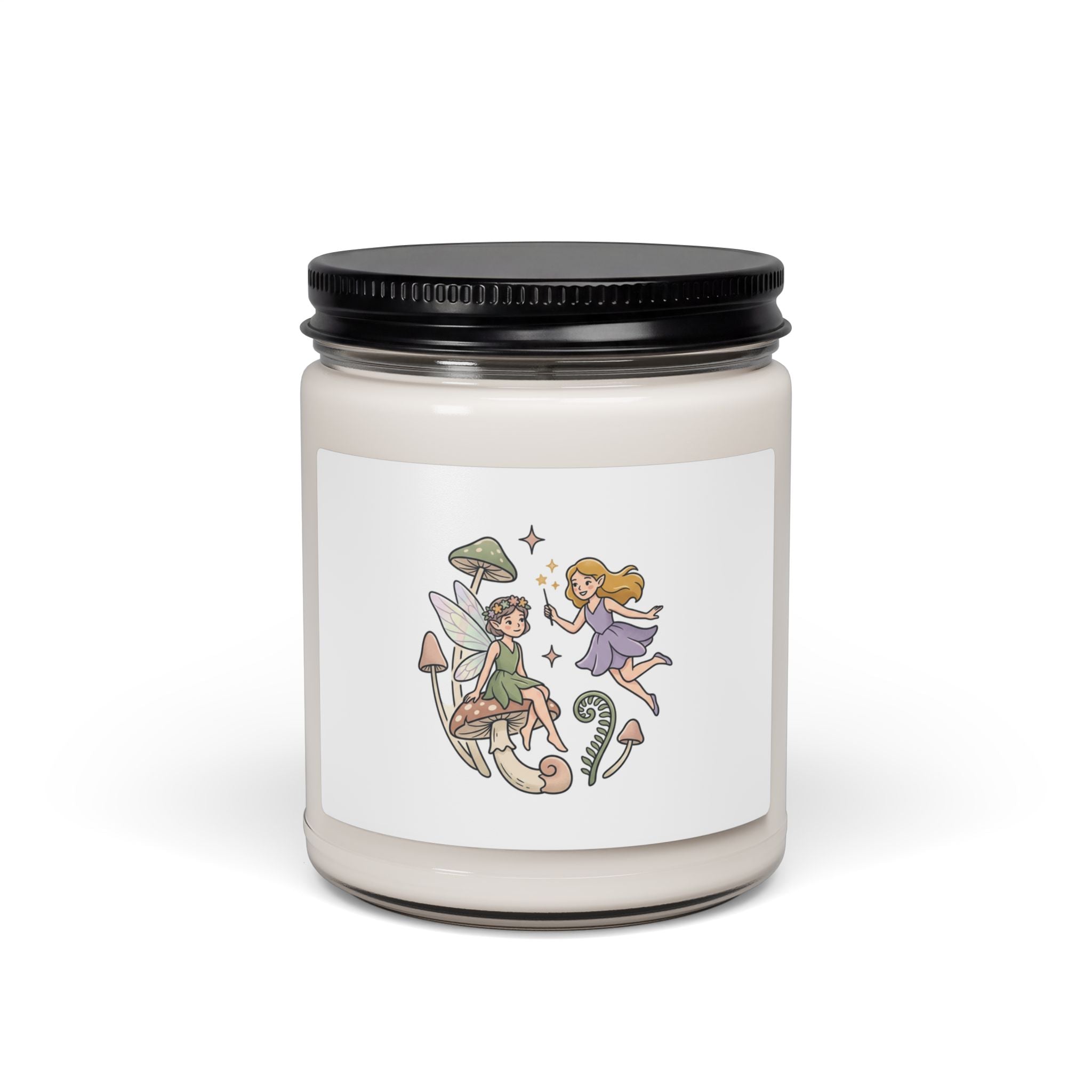 Fairy Friends Soy Candle — 9oz Scented Jar (whimsical mushroom fairies)