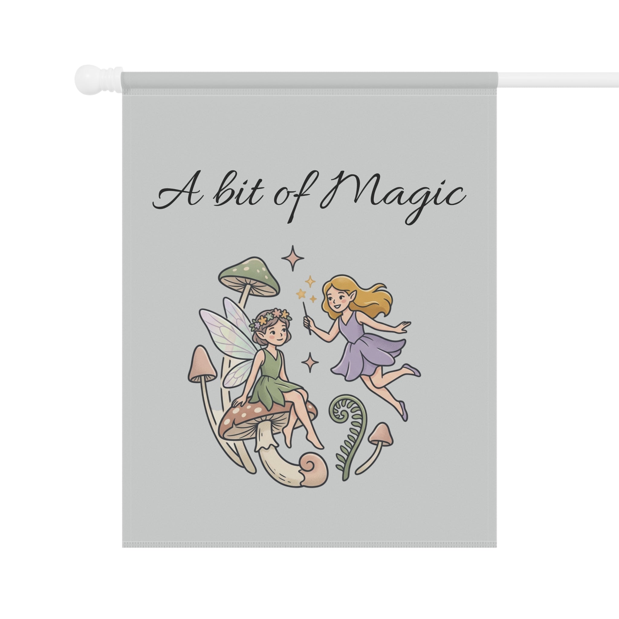 A Bit of Magic Garden Flag — Fairy Mushroom House Banner
