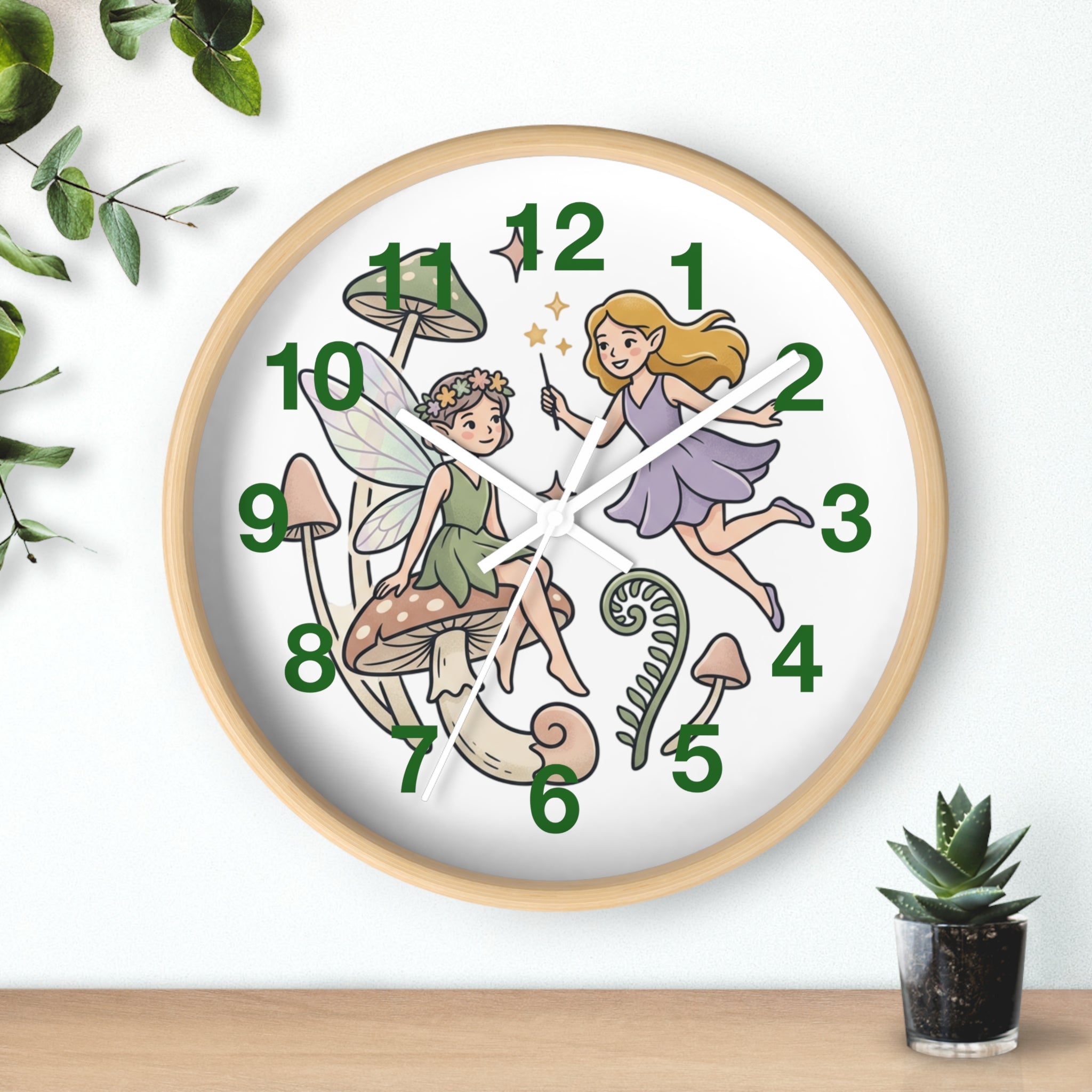 Fairy Mushroom Wall Clock — Whimsical Nursery Decor for Kids