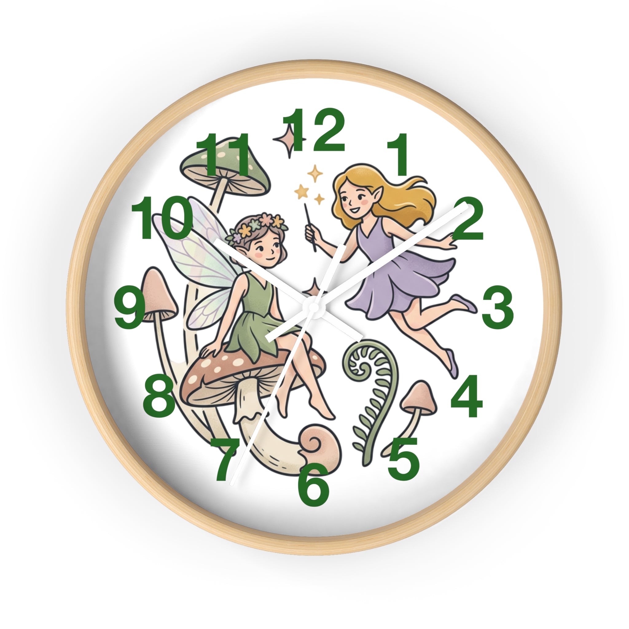Fairy Mushroom Wall Clock — Whimsical Nursery Decor for Kids