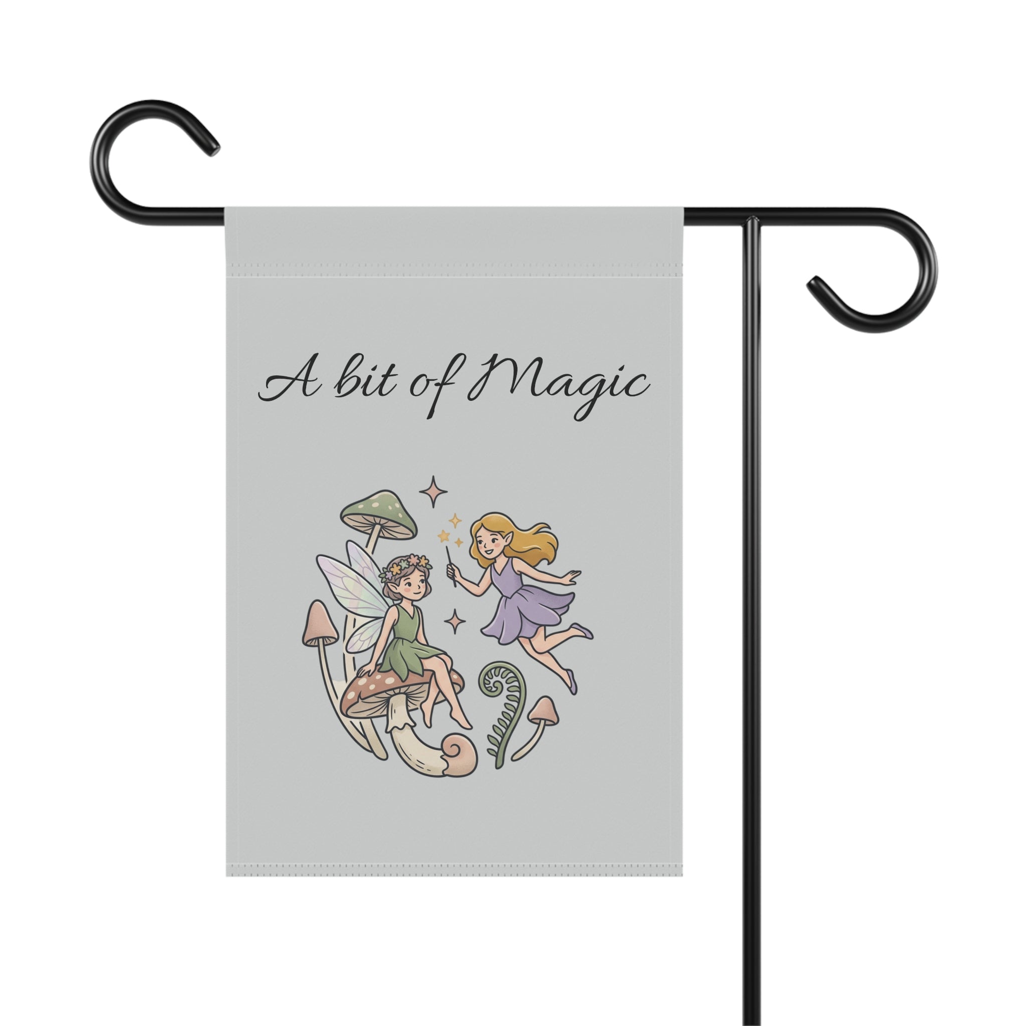 A Bit of Magic Garden Flag — Fairy Mushroom House Banner