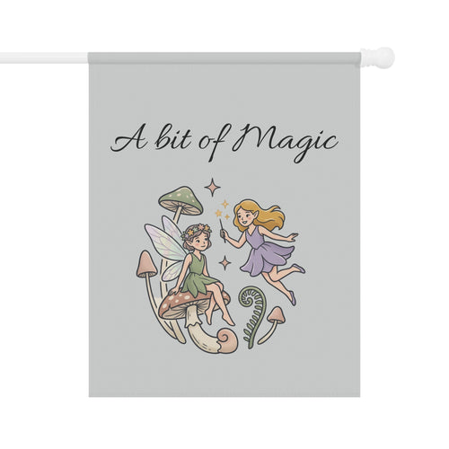 A Bit of Magic Garden Flag — Fairy Mushroom House Banner