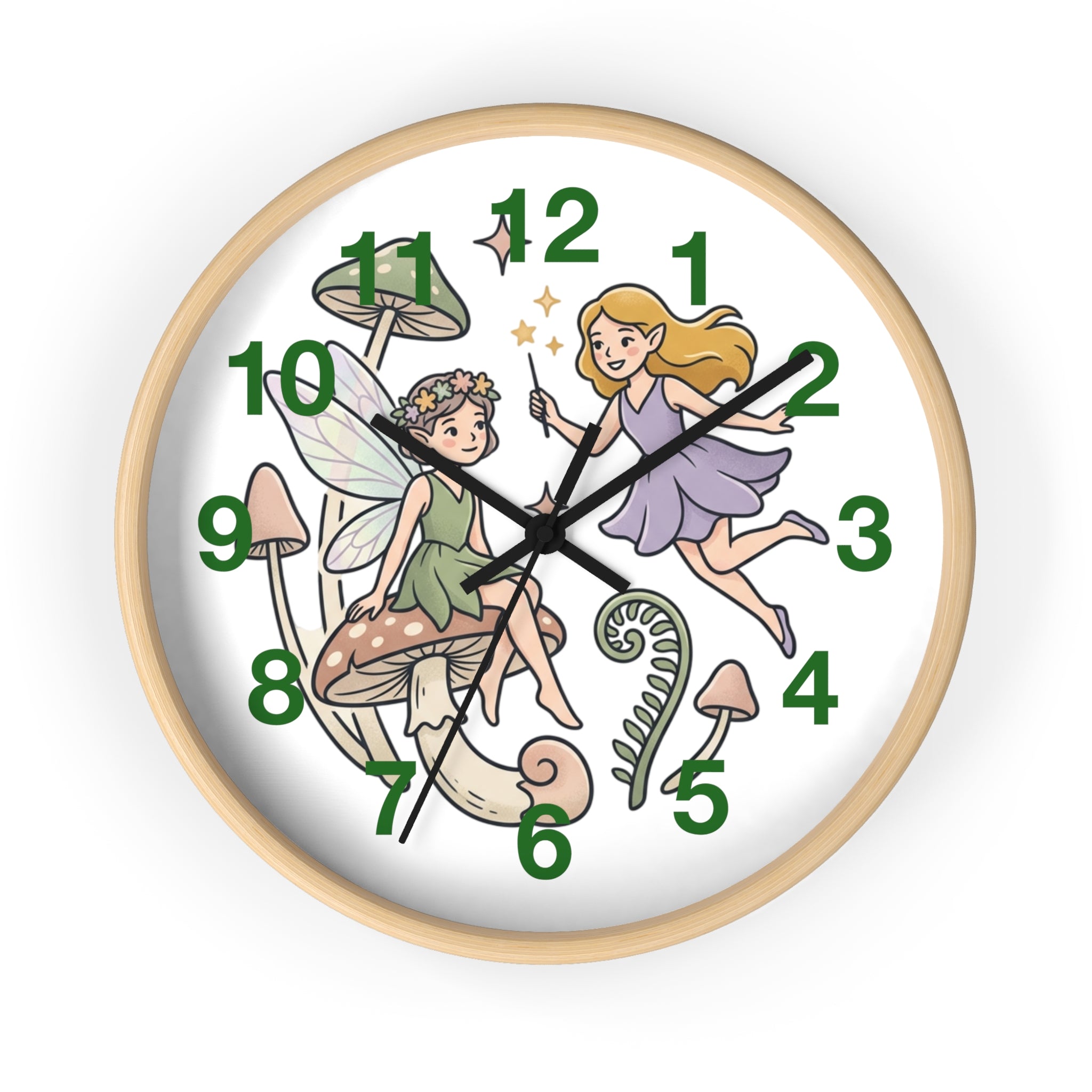Fairy Mushroom Wall Clock — Whimsical Nursery Decor for Kids